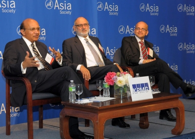 L to R: Arun Kumar, Parag Saxena, and Girish Vanvari at the Asia Society on March 2, 2010. (Elsa Ruiz/Asia Society)